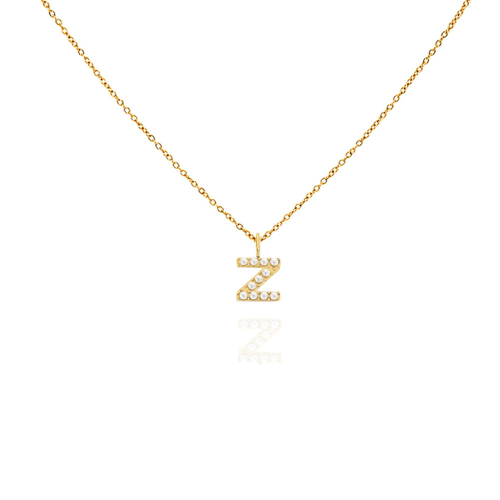 pearl initial necklace