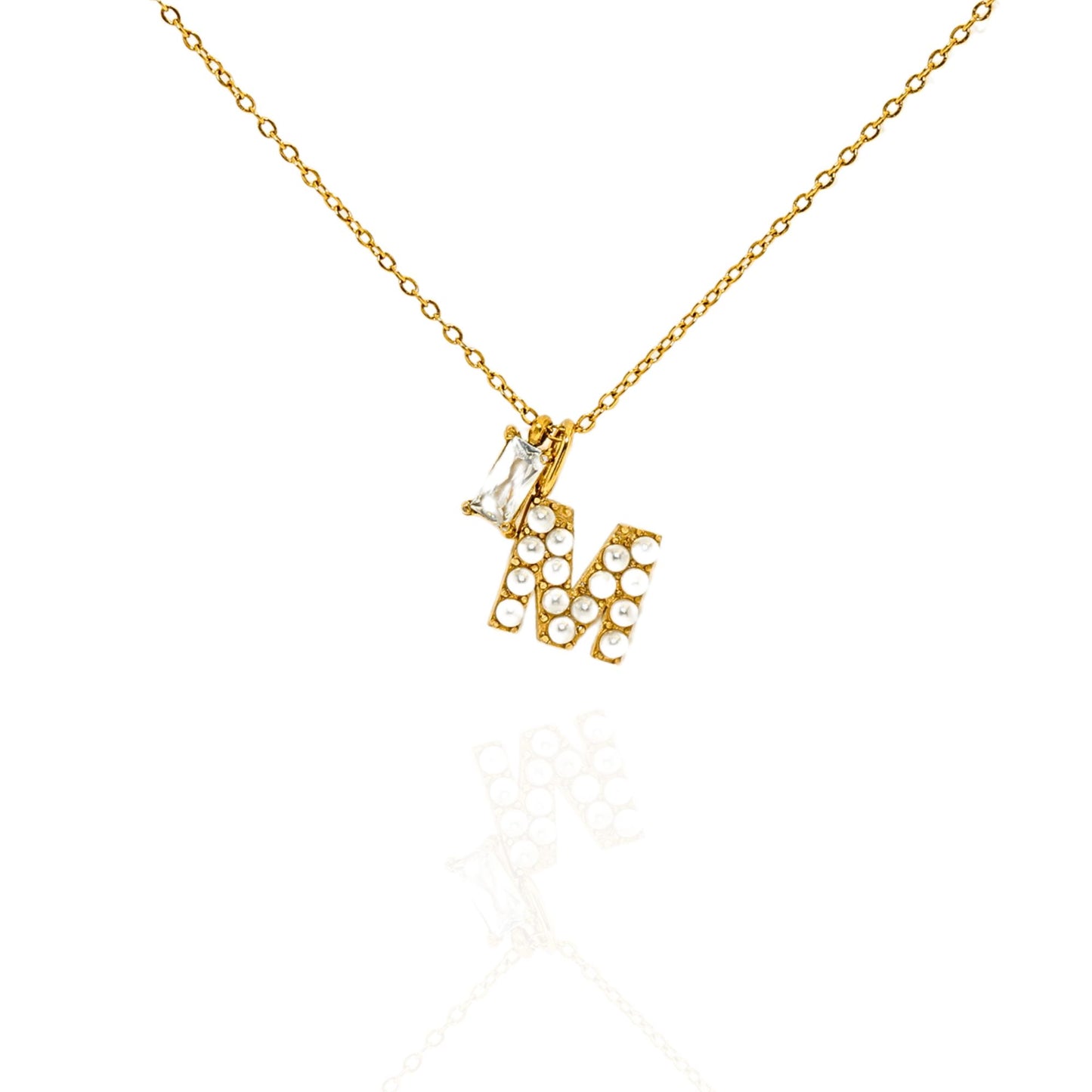 Custom Pearl Initial Necklace with Birthstone
