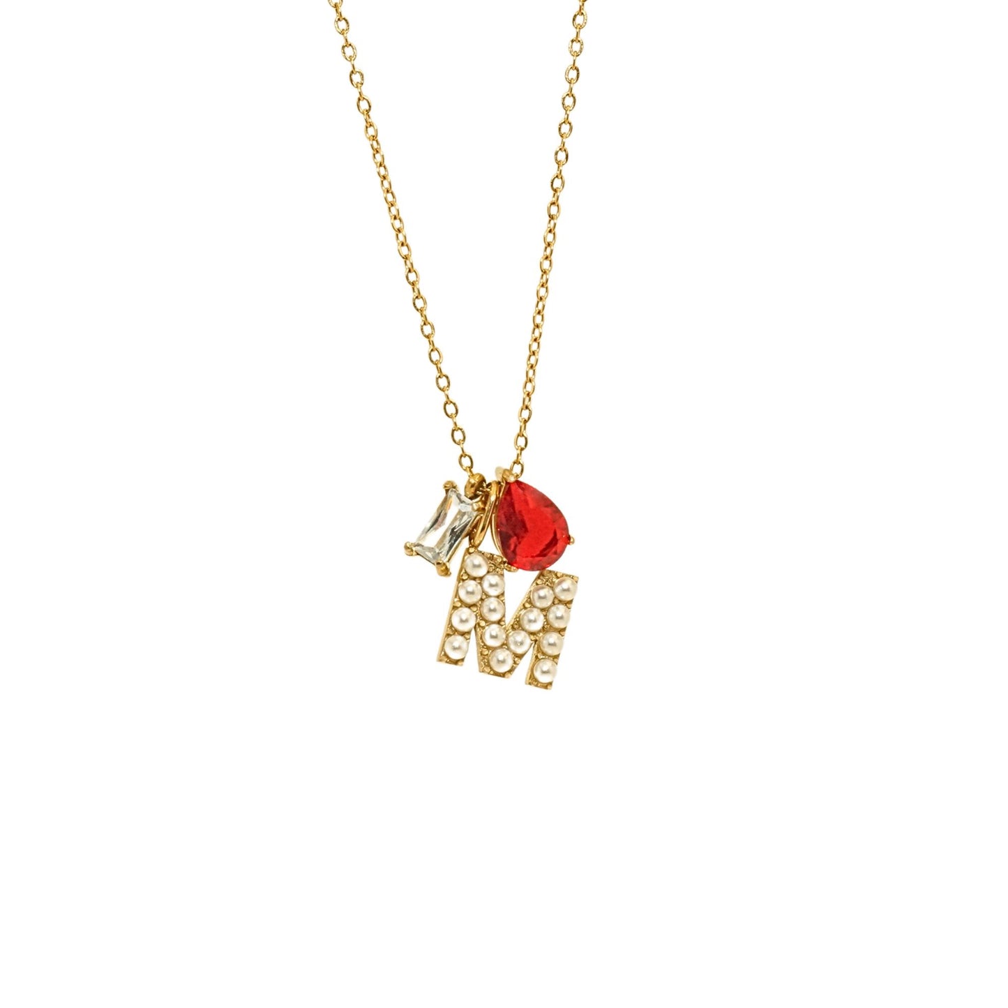 Custom Pearl Initial Necklace with Birthstone