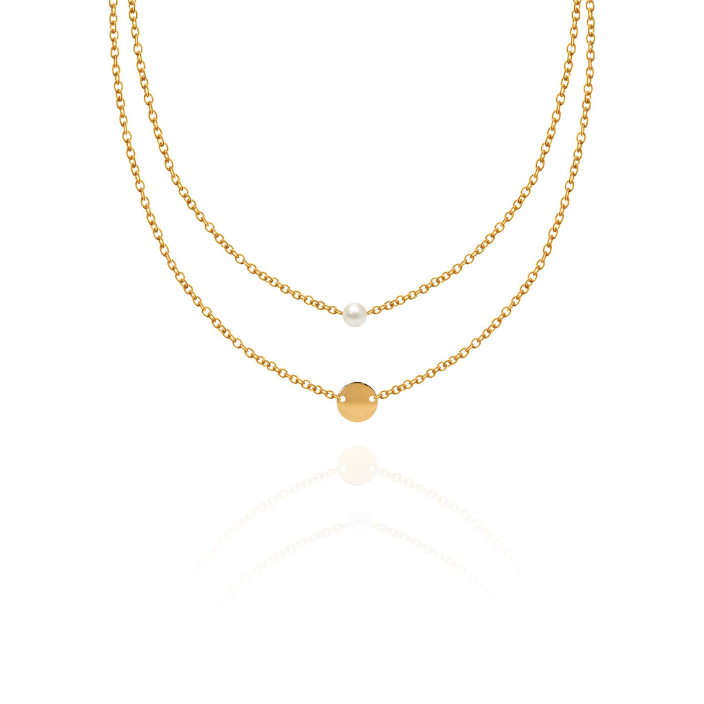 Je t'aime - French Pearl 18K Gold Necklace Set