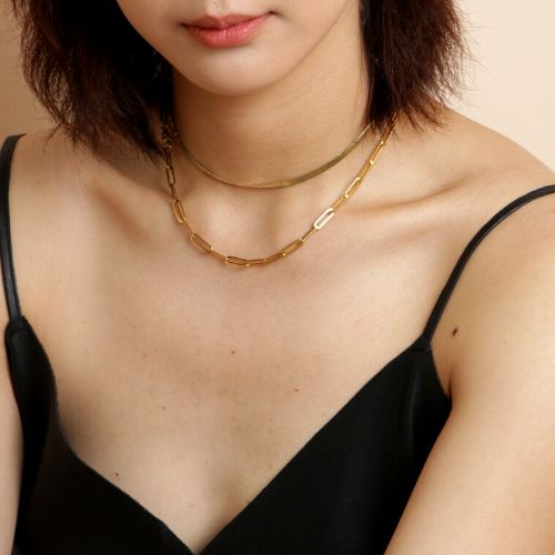 Chloe - Bold Herringbone Necklace Set - Set of Two
