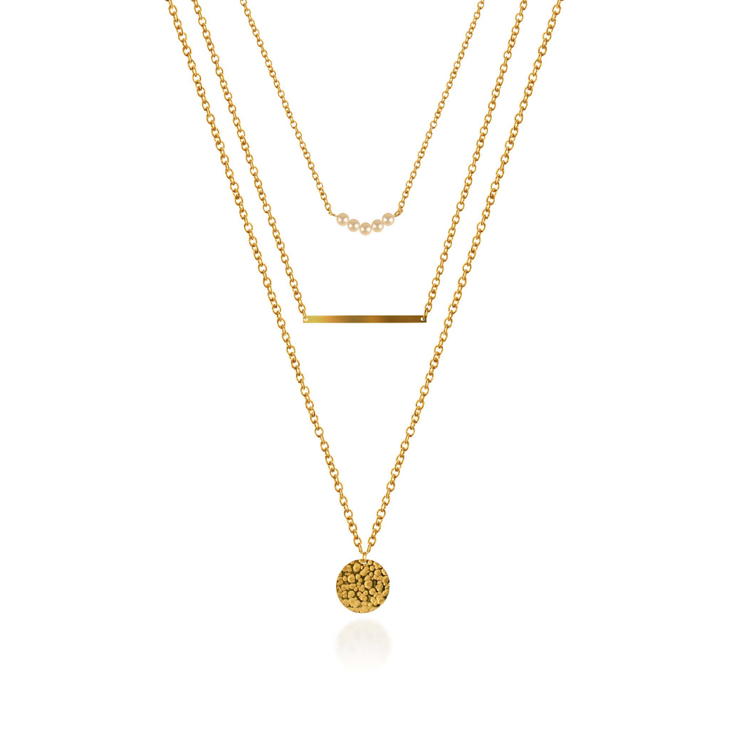 Eny - Mini Pearl Gold Layered Necklace - Set of Three