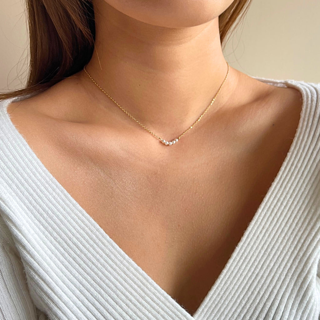 Eny - Mini Pearl Gold Layered Necklace - Set of Three