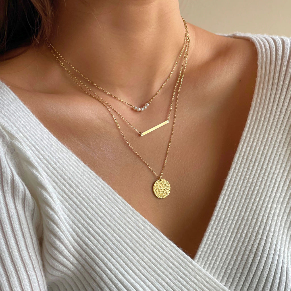 Eny - Mini Pearl Gold Layered Necklace - Set of Three
