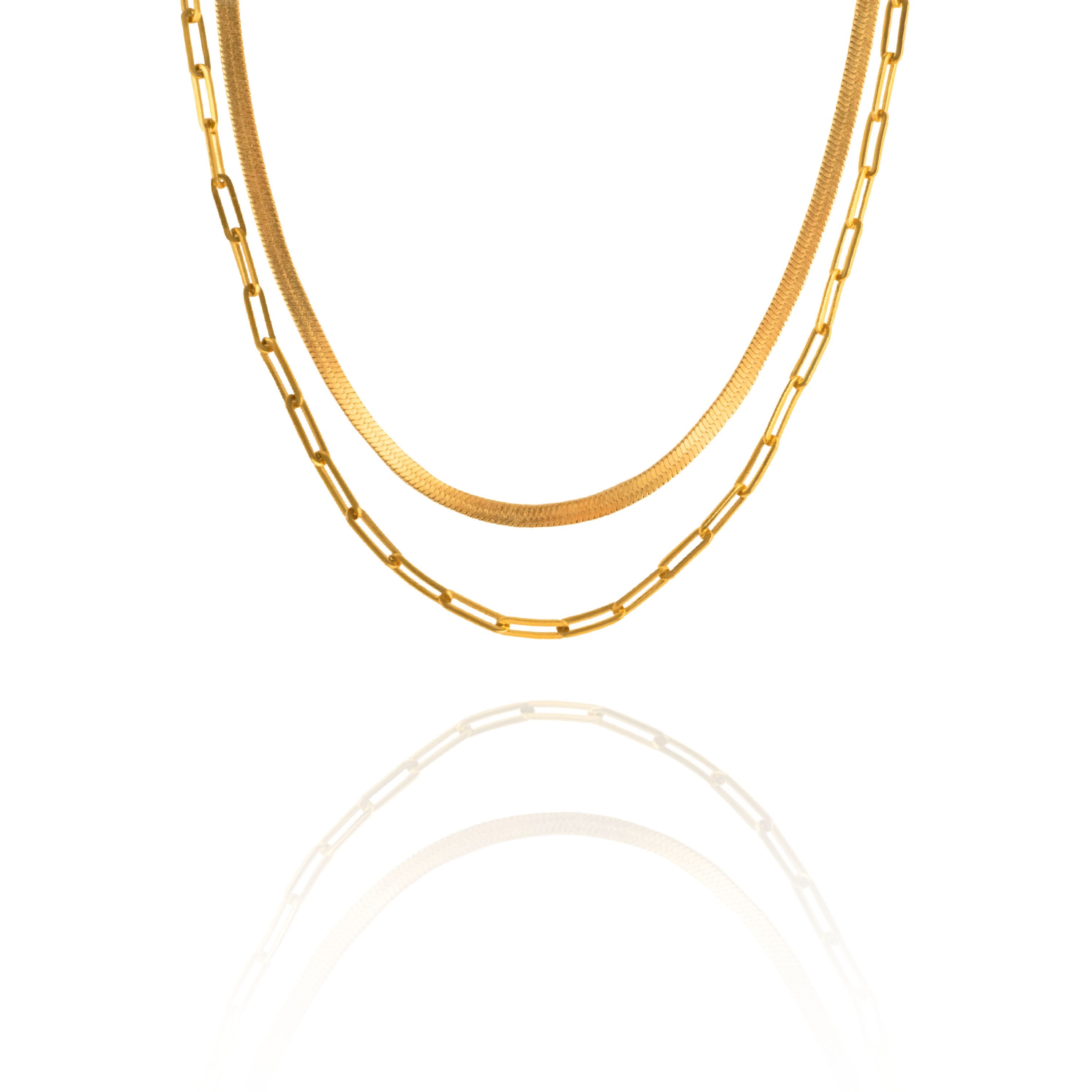 Chloe - Bold Herringbone Necklace Set - Set of Two